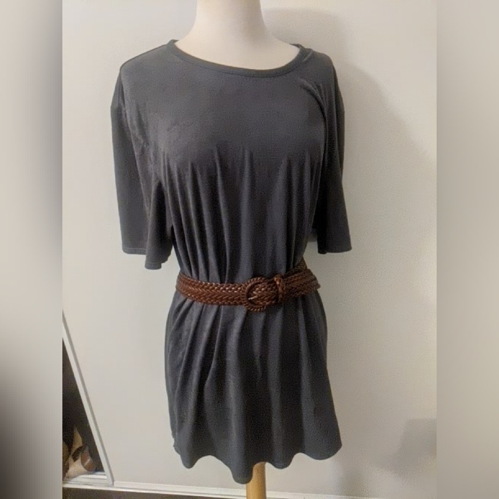 JACKSON grey suede Tshirt dress